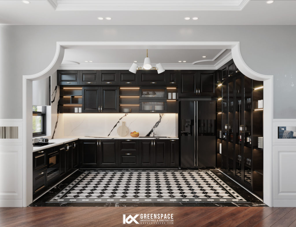 Biệt thự phong cách Indochine với phòng bếp rực rỡ trong tầm nhìn của bạn. Thiết kế phòng bếp hiện đại đầy ấn tượng kết hợp hoàn hảo với phong cách truyền thống, mang tới một trải nghiệm đầy tinh tế và ấn tượng. Đừng bỏ lỡ cơ hội chiêm ngưỡng không gian sống đẹp tuyệt vời này.